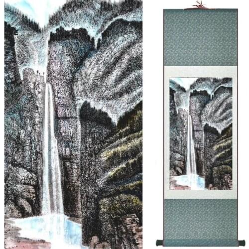 Landscape painting Home Office Decoration Chinese scroll painting Mountains and river painting 19071509