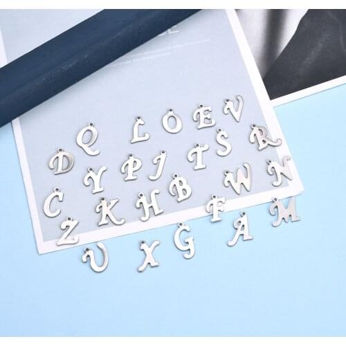 26Pcs/Bag Stainless Steel Alphabet Pendants A-Z Charms DIY Letter Name Pendant For Necklace Bracelet Jewelry Making Jewelry Gift