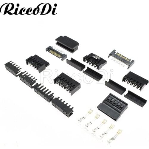 10Pcs Black IDE HDD Sata Power Male Female Connector With Copper Terminal Metal Pin For Hard Disk
