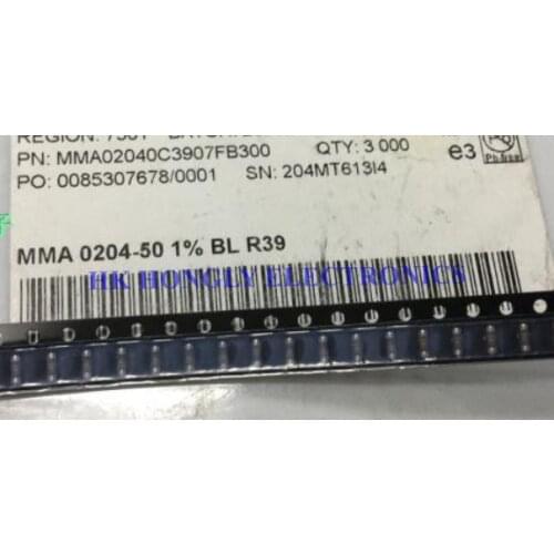 100PCS MMA02040C3907FB300 0204 0.39R R39 1% 0.4W Resistor