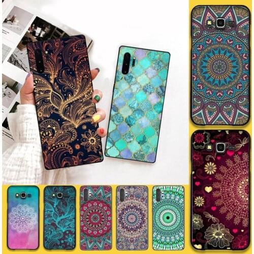 Sapphire Jade Stained Glass Mandalas Phone Case For Samsung Galaxy Note20 ultra 7 8 9 10 Plus lite J7 J8 Plus 2018 Prime