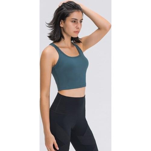 Buttery Soft Padded Yoga Sport Bras Crop Top Women Sleeveless Racerback Fitness Tanks Longline Medium Support Gym Workout Bra