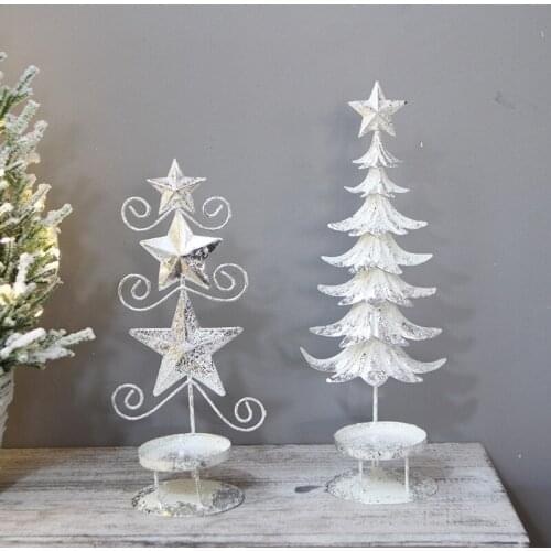 Mini Christmas Tree Glowing Candle Holder Decoration Restaurant Window Christmas Decorations Christmas