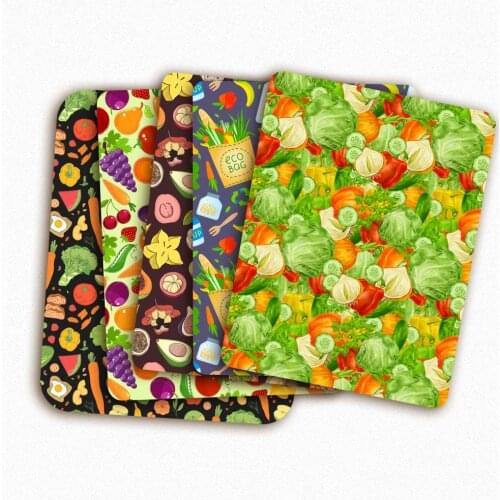 Polyester Cotton Fabric Vegetable Printed Kids Cloth Sewing Fabrics Needlework DIY Handicraft Material Handmade mask 45*145cm