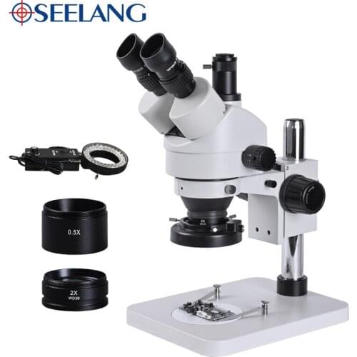 Zoom 3.5 90X soldering PCB smartphone phone repair HD Stereo Trinocular Microscope Industrial aluminum solder LED Ring light
