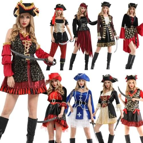 Adult women Captain pirates caribbean pirates jack cosplay costume halloween pirate dress Seas Pirate Fancy Dress
