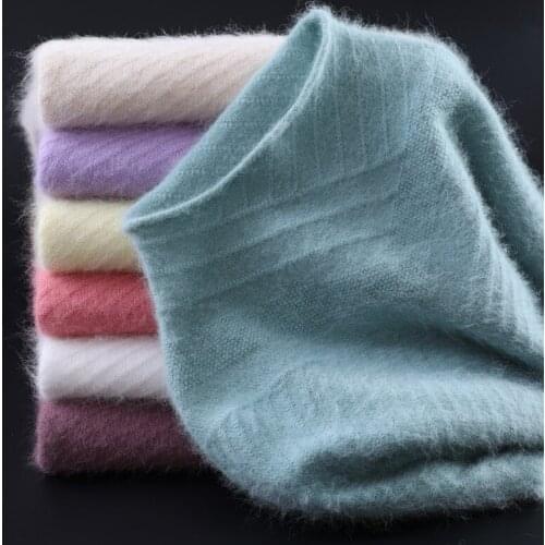 Zocept 2021 Winter Warm 100% Mink Cashmere Sweater Women Half High Collar Knitted Pullover Ladys Long Sleeve Loose Size Jumpers