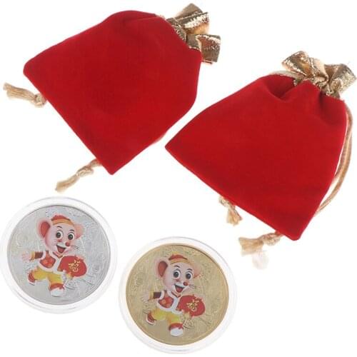 1PCS Mouse Souvenir Coin Chinese Zodiac Commemorative Coin New Year Gifts Non-currency Coin Decor Lucky Character