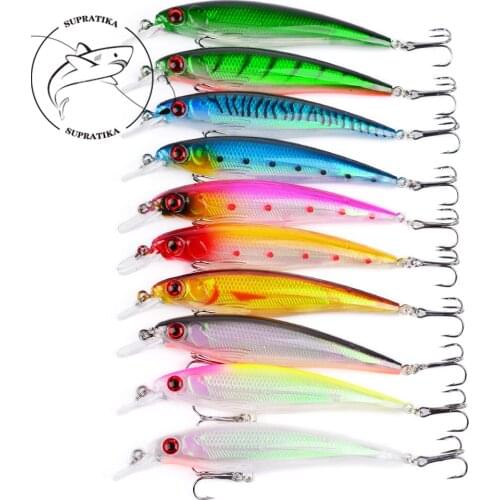 10PCS Minnow Fishing Lure Bait 110mm/13.8g 3D Eyes Wobbler Crankbait Reflective Sea Fishing Decoy Tackle Isca Artificial Bait