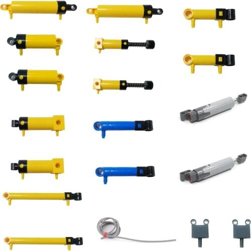 19Pcs 10-Kind Custom MOC Science Technology Parts DIY Pneumatic Kit With Air Pump Push Rod Switch Piston (Random Color Air Pipe)