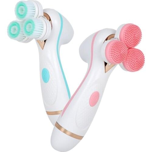 3 In 1 Electric Facial Clean Brush Deep Silicone Waterproof Face Cleaner Face Cleansing Brush Electric Skin Care Massage Tool