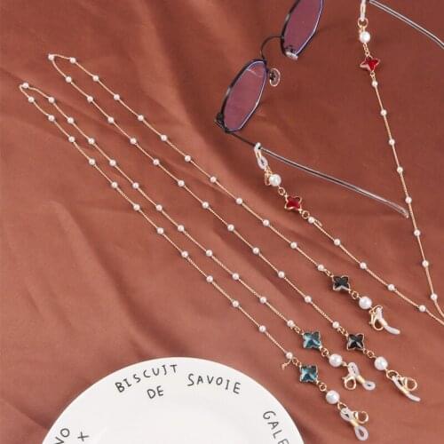 6 Color Rhinestone Pendant Eyeglass Strap Reading Glasses Hanging Chain Sunglasses Holder Neck Cord Glasses Slip Metal Chain