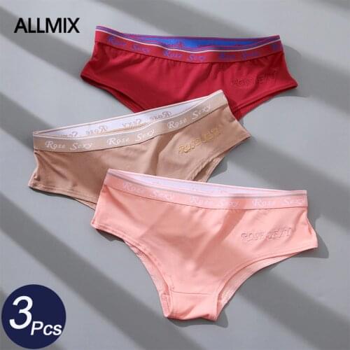 ALLMIX 3Pcs/lot Sexy Womens Sport Panties Set Underwear Seamless Briefs Mid-Rise Letter Female Fashion Panty Soft Lady Lingerie