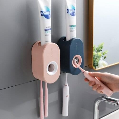 Automatic Toothpaste Dispenser Dust-proof Toothbrush Holder Wall Mounted Toothpaste Rolling Squeezer Bathroom Tube Sucker Holder