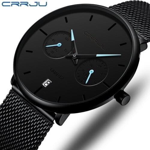 CRRJU Top Luxury Brand Men Business Watches Waterproof Quartz Analog Full Steel Male Clock Relogio Masculino