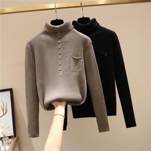 Black Turtleneck Plus Large Size Oversize Korean Style Fashion Pullovers For WomenS Ladies Sweater 2021 Clothes Tops Blouse