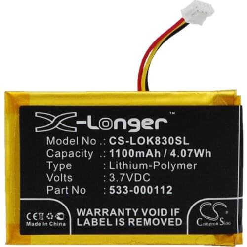 CS 1100mAh / 4.07Wh battery for Logitech IIIuminated Living-Room Keyboa, K830 533-000112, L/N 1406