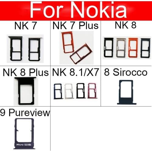 Sim Card Tray Holder For Nokia 9 Pureview 7 8 Plus 8.1 X7 8 Sirocco Sim SD Card Slot Adapter Replacement Repair Parts