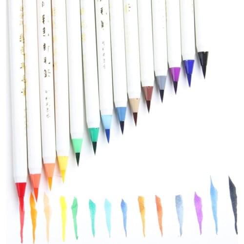 14Colors Soft Brush Calligraphy Watercolor Marker Pen Fineliner Felt Tip Art Marker Cartoon Design Sketch Manga Graphic Drawing