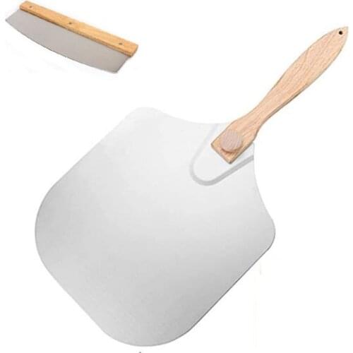 Hot Sale Pizza Peel,Aluminum Pizza Peel,Pizza Spatula with Foldable Wooden Handle&Pizza Cutter,Pizza Shovel