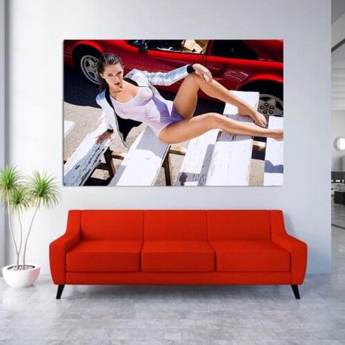 Canvas Paintings Sexy Model Girls and Car Posters Prints Modern Home Decorative Painting Wall Art Picture for Living Room Decor