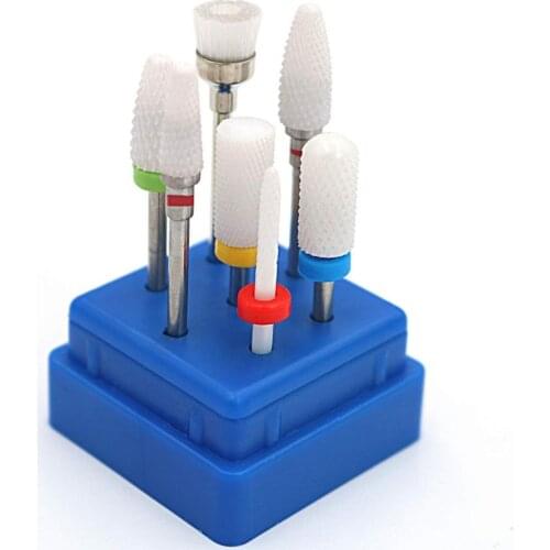Ceramic Nail Drill Bits for Electric Nail Drill Tools kit Shank Machine Calluses Remove Accessory of Manicure Pedicure set 7Pcs