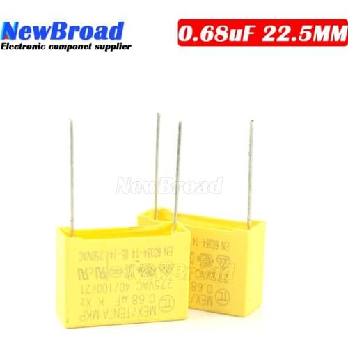 10pcs 0.68uF capacitor X2 capacitor 275VAC 680NF Pitch 22mm X2 Polypropylene film capacitor 0.68uF