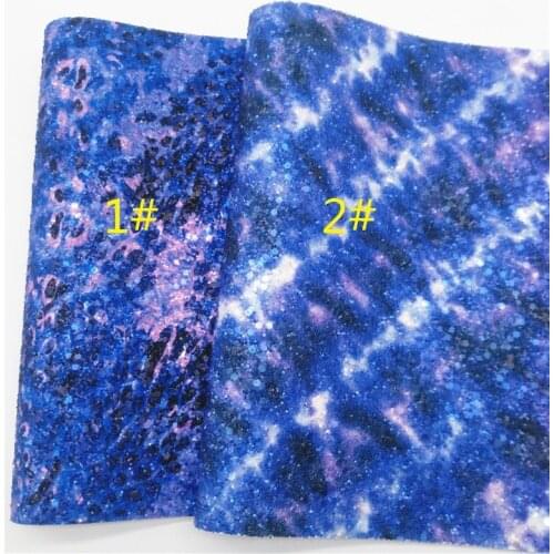 LEOsyntheticoDIY Blue Leopard Chunky Glitter Vinyl Fabric Sheet Felt Backing Synthetic Leather Faux Vinil DIY A4 SIZE R179A