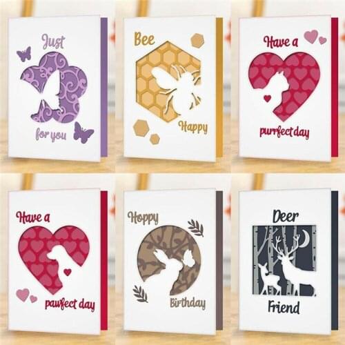 Metal Cutting Dies Farm Animals Cat Dog Bee Frame Stencils Craft DIY Scrapbooking Album Paper Cards Crafts Embossing Die Cuts