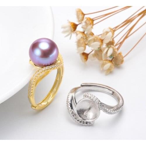 Fashion Pearl Ring Mountings, Ring Findings, Adjustable Ring Jewelry Parts Fittings Womens Accessories Silver Jewellery