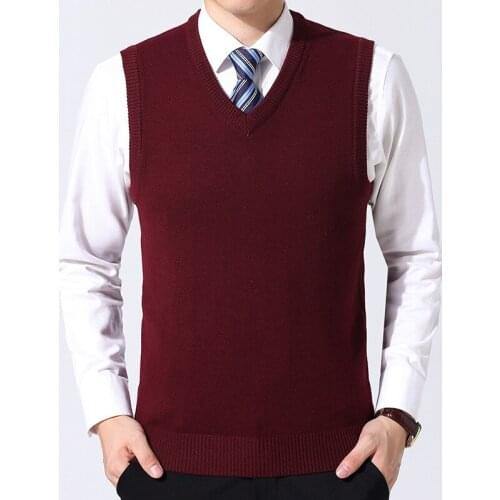 MRMT 2021 Brand Autumn Winter New Mens Sweater Vest Pure Color Wool Pullover for Male Vest V Collar Sweater Vest