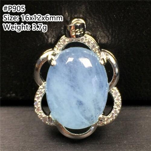 Top Natural Ocean Blue Aquamarine Beads Pendant Jewelry For Woman Man Beauty Crystal Stone 16x12x6mm Beads Silver Gemstone AAAAA