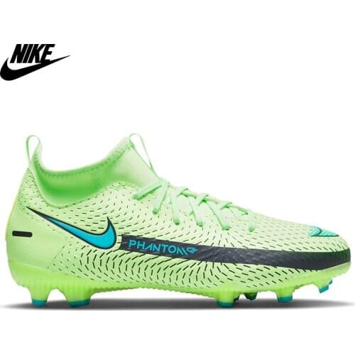 Original Nike Jr Phantom Gt Academy Df Fg/Mg Child Green Soccer Cleats CW6694-303 Soccer Shoe