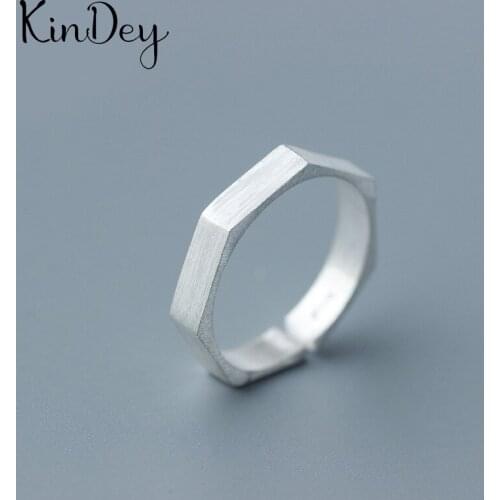 Personality Boho Hexagon Rings For Women Charm Wedding Jewelry Adjustable Antique Finger Ring Anillos