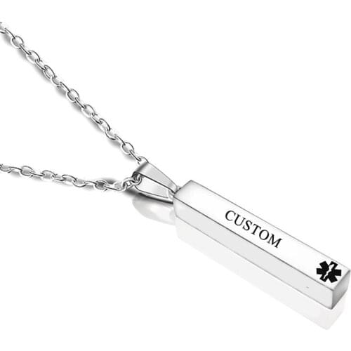 Personalized Wishing Pillar Columnar Necklace Engraved Stainless Steel Custom Name Letter Pendant Jewelry Accessories