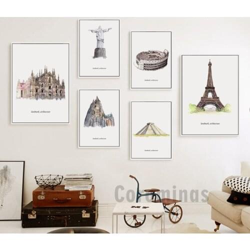 The Worlds Logo Architectural Landscape Canvas Painting Art Print Poster Picture Wall Art Paintings For Living Room Decoration