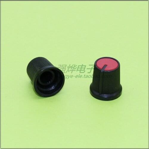 10 pieces 15*15MM black red plastic knob potentiometer knob speed control knob flower shaft inner hole 6MM