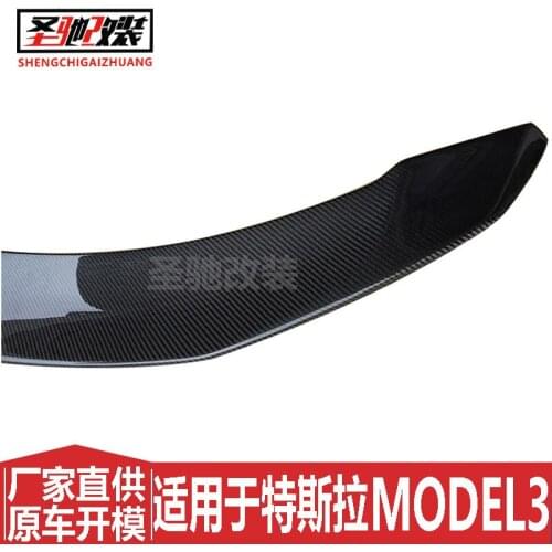 Suitable For Tesla 3 Model 3 v Carbon Fiber Tail. the Modified Spoiler and Hole Free Tail