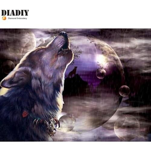 Full Drill Square round Diamond 5D DIY Diamond Painting"Howling wolf"Diamond Embroidery Cross Stitch Rhinestone Mosaic Painting