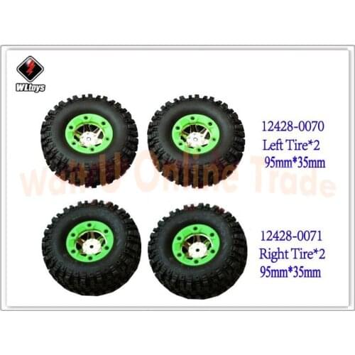 12428-0057 0058 0070 0071 Rubber Wheel Tires Right / Left Tyre Rim Tire Parts For Wltoys 12428 12423 12628 1/12 2.4G RC Car