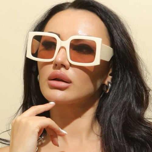 Retro Big Square Sunglasses Women Ins Popular Fashion Candy Color Eyewear Men Rectangle Sun Glasses Shades UV400