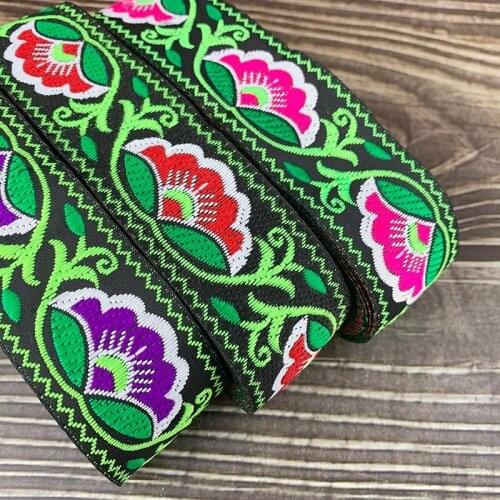 33MM Vintage Ethnic Embroidery Lace Ribbon Petals Pattern Boho Lace Trim DIY Clothes Bag Accessories Jacquard Embroidered Fabric