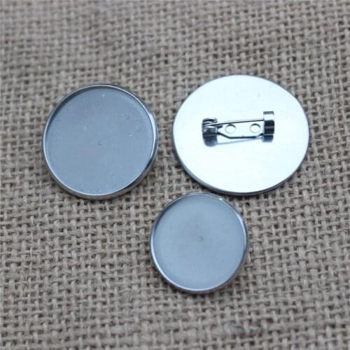 Stainless steel Fit 12mm 14mm 16mm 18mm 20mm 25mm 30mm Vintage Round Brooch Blank Setting Bezel Blank Base Cabochons Accessories