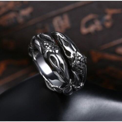 Vintage Snake Shape Adjustable Ring for Men Trendy 2021 New Reptile Amphibian Animal Ring Fashion Punk Party Jewelry Gift Boys