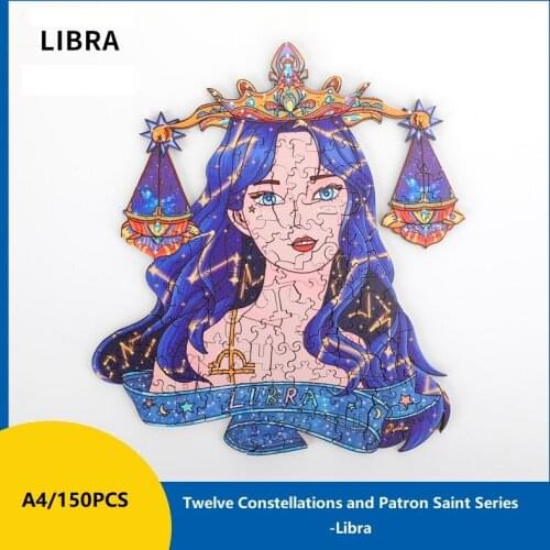 2021Top Quality 3D Wooden Jigsaw Puzzle Twelve Constellations and Patron Saint Series-Libra Educational Games Christmas Gifts