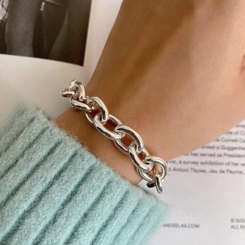 Silvology 925 Sterling Silver Thick Round Chain Bracelets for Women Industrial Style Rock Punk Bracelets 2021 Statement Jewelry