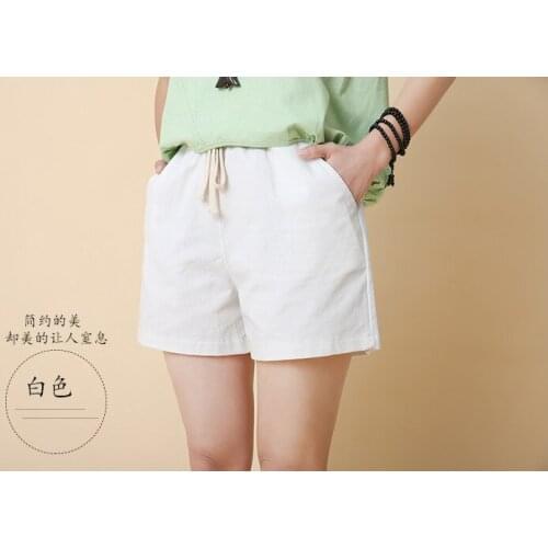 S-3XL Summer New Fashion Loose Cotton Linen Elastic Waist Women Bermuda Half Long Basic Shorts Plus Size Candy Colors