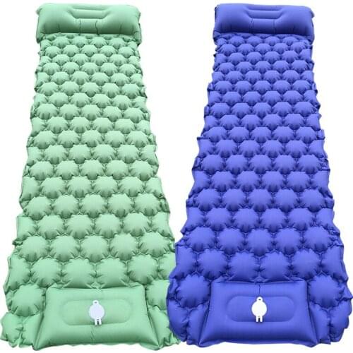 195*119*6cm Outdoor Sleeping Pad Mat Camping Inflatable Mattress with Pillow Moistureproof Mat Folding Bed Trekking Air Cushions