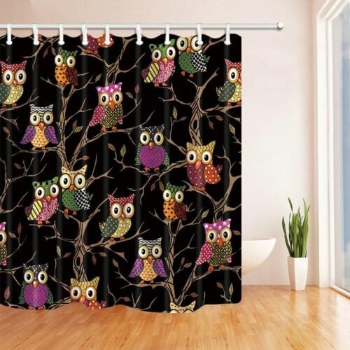 3D Printing Owl Pattern Bathroom Shower Curtain Decor Waterproof Polyester Eco-Friendly Shower Curtains 180*180cm & 180*200cm