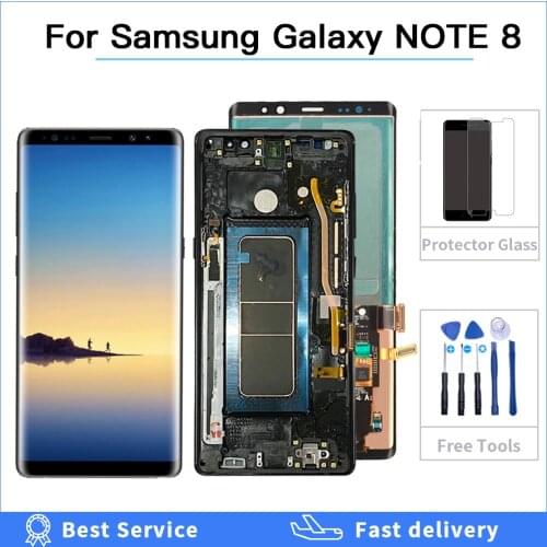 6.3" SUPER AMOLED N950F Original LCD For SAMSUNG Galaxy Note 8 Display N950W N950FD Touch Screen Digitizer assmbly with frame